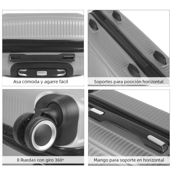 Maleta de Viaje de Cabina, Mediana, Grande 100ABS, 4 Ruedas Giratorias Maleta de Viaje de Cabina, Mediana, Grande 100ABS, 4 Ruedas Giratorias